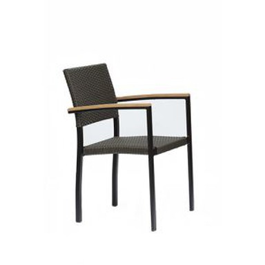 PE Rattan Stol Bistro Patio Francoski Stil Vse Sezone Zunanje Kavarne Jedilni Set Pohištvo