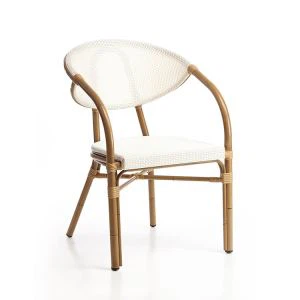 Beli in črni zunanji bistro stoli